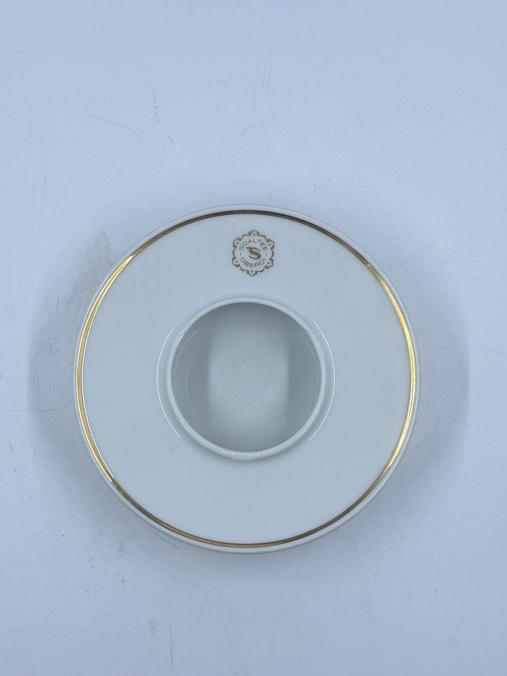 Vintage Noritake Japan Porcelain Hat Ashtray White Gold Trim Mid Century MCM